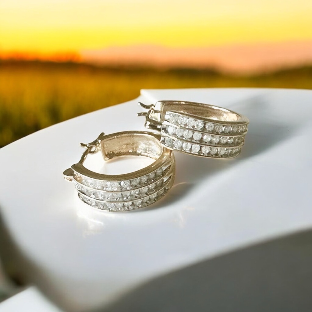 10kt Yellow Gold Genuine Diamond Earrings
